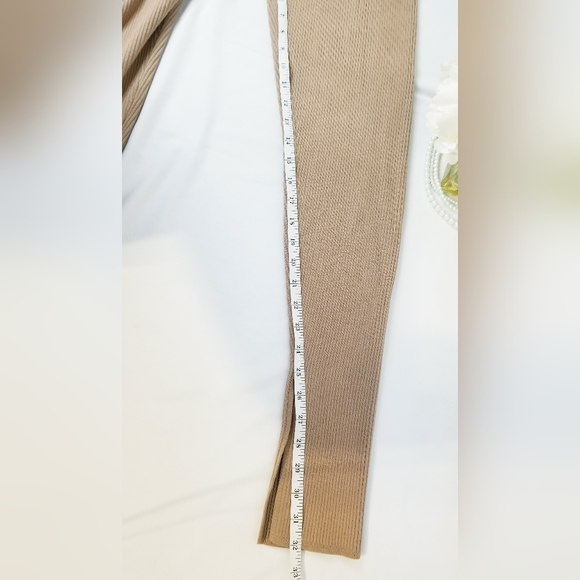 Aritzia Babaton Tan High Rise Side Slit Hem Ribbed Pants - Picture 9 of 9